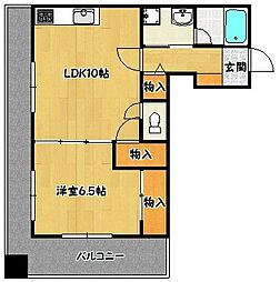新開地西国街道ビルフレール新開地6丁目 1LDKの間取図画像