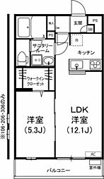 リブリ・アーク2 1LDKの間取図画像