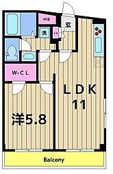 オーシャンプラザ静 1LDKの間取図画像