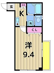 クレヴァービル北綾瀬 1Kの間取図画像