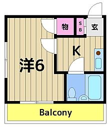 グランドヒルマエダ 1Kの間取図画像
