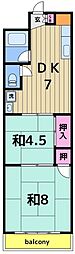 第2ヒカリマンション 2DKの間取図画像