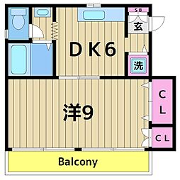 横山コーポ 1DKの間取図画像