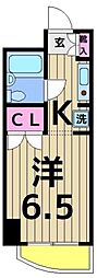 コスモ亀有5 1Kの間取図画像