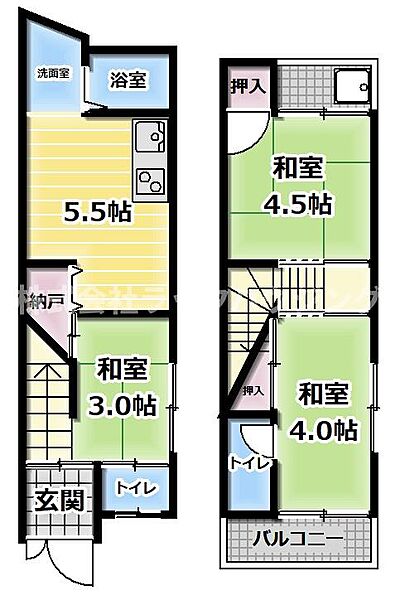 大阪府四條畷市岡山5丁目(賃貸テラスハウス3DK・1階・41.78㎡)の写真 その2