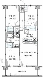 サンクレイドル横濱鶴見2 3LDKの間取図画像