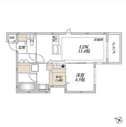 へーベルメゾンChaleur Urawa 1LDKの間取図画像