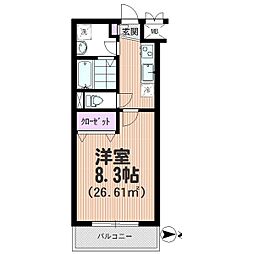 エルセリート2 1Kの間取図画像