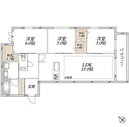 ヘーベルメゾン領家プライムコートII 3LDKの間取図画像