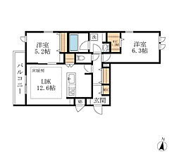 へーベルメゾンユーゲントリヒト 2LDKの間取図画像