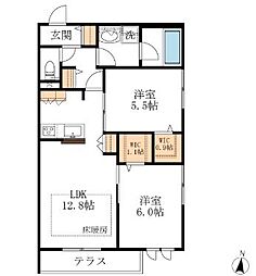 へーベルメゾンクレスコート岸町 2LDKの間取図画像