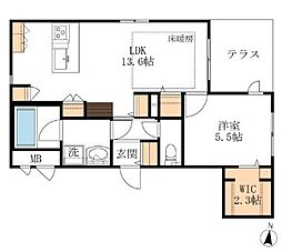 へーベルメゾンクレスコート岸町 1LDKの間取図画像