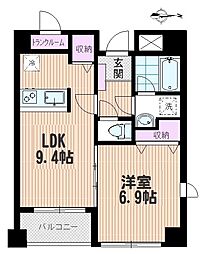 プレム武蔵浦和 1LDKの間取図画像