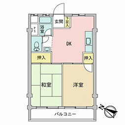 溝ノ口コーポラス 2DKの間取図画像
