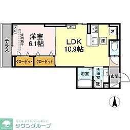 川崎市多摩区中野島5丁目アパート 1LDKの間取図画像