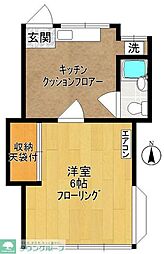 カーサヴィエント 1Kの間取図画像