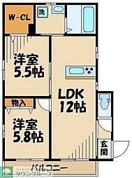 エムアール641 2LDKの間取図画像