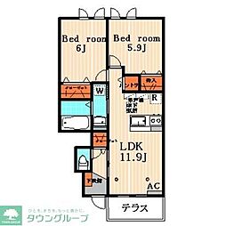 ファブロ 2LDKの間取図画像