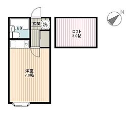 アーバンライフC号棟 1Kの間取図画像