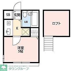 サンベール宿河原 1Kの間取図画像