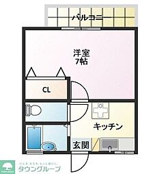 ラボン・エトワール 1Kの間取図画像