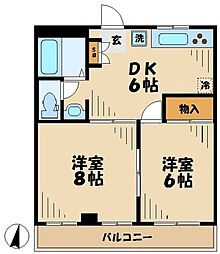 フォレストコート 2DKの間取図画像