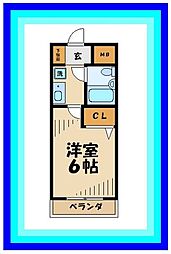 リンドウマンション若葉台 1Kの間取図画像