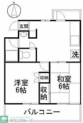 ヒルズ司2号館 2DKの間取図画像