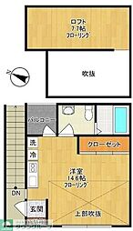 川崎市多摩区菅野戸呂アパート ワンルームの間取図画像