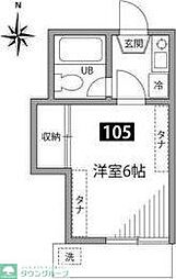 21ホームズ 1Kの間取図画像
