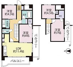 朝日プラザ柏木E棟 4LDKの間取図画像