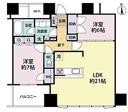ソララガーデンシティタワー仙台花京院 2LDKの間取図画像