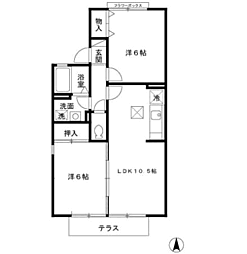 セジュール柏原A 2LDKの間取図画像