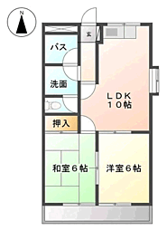 グリーンパーク春日 2LDKの間取図画像