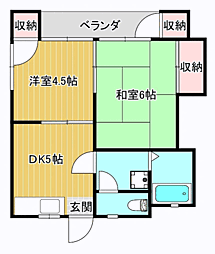 弥生館 2DKの間取図画像