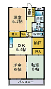 YOビル 3DKの間取図画像