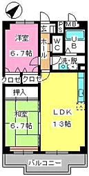 マンテンビュー 2LDKの間取図画像