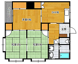 ひかりコーポ 3DKの間取図画像