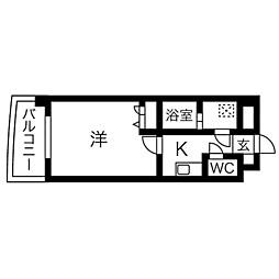 ビエラコート大橋 1Kの間取図画像