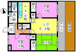 リバーピア大橋 3LDKの間取図画像