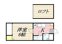 メルクス平尾 1Kの間取図画像