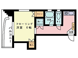 ラルジュ大橋 1Kの間取図画像