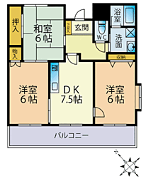 コーポやすもり 3DKの間取図画像