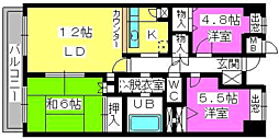 グランシャリオ高宮 3LDKの間取図画像