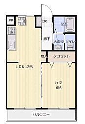 貞方第2ビル 1LDKの間取図画像