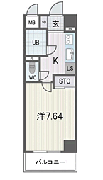ブライトハーツ大橋南 1Kの間取図画像