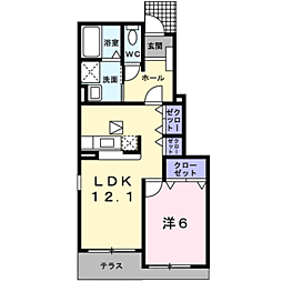 サザンヒルズ 1LDKの間取図画像