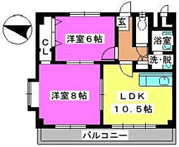 タウンコート長住 2LDKの間取図画像
