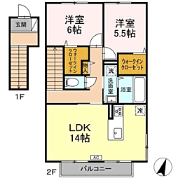 モダンコート野多目B 2LDKの間取図画像