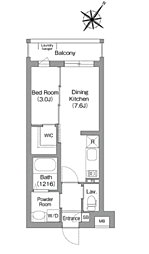 福岡市南区大楠1丁目マンション 1DKの間取図画像